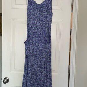 Vintage April Cornell Sleeveless Lavender Floral Maxi Dress Size Small